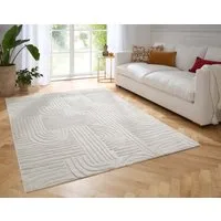 TaraCarpet Teppich Taipe-Onda Hasenfell extra weich Hoch-Tief-Struktur, rechteckig, Höhe: 13 mm, Hasenfell Fliese creme Wohnzimmer Schlafzimmer Esszimmer 60X110