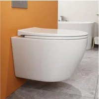 HOROW Tiefspül-WC Hänge WC Komplettset - Spülrandlos Toilette, Hänge WC, Abgang Wand WC, und Absenkautomatik WC Deckel, Toilette ohne Spülrand mit Nano Beschichtung