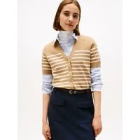Tommy Hilfiger Strickjacke CO JERSEY MID GG GOLD BTN CARDI mit goldfarbenen Knöpfen