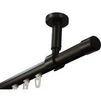 iso-design Gardinenstange Innenlauf zur Deckenmontage 20 mm Durchmesser variabler Deckenabstand, Ø 20 mm, kürzbar, Deckenmontage, geschraubt, Aluminium, Deckenabstand einstellbar zwischen 6,5 cm und 10,5 cm
