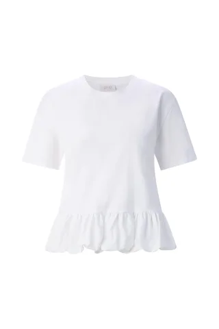Rich & Royal - Mat Mix T-Shirt with Peplum white - Gr. - L