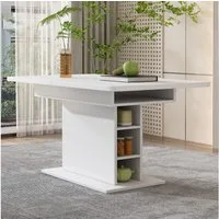Flieks Esstisch erweiterbare Tischplatte 110-130x70 cm, verstellbare Länge (Multifunktionstisch, 1-St., 1 Tisch mit Stauraum), ausziehbar rechteckig Küchentisch mit Ablagen Schreibtisch Weiß