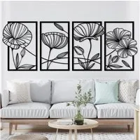 TUWENA Wanddekoobjekt 4 Stück Metall Lotusblume Wanddekoration, Minimalistisches Wanddeko