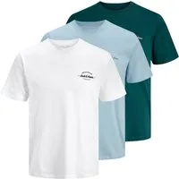 Jack & Jones T-Shirt 3er Pack Brandon Tee SS Crew Neck mit kleinem Markenprint