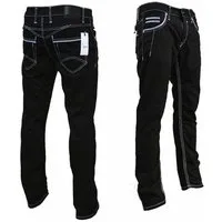 iKENNAS 5-Pocket-Jeans Herren Jeans Hose Straight Regular (5178 - SCH / Weiss) W34/L32