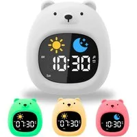 AURIVION Wecker Kinderwecker mit Nachtlicht & Schlaftrainer für Schulanfänger Digitaler Lichtwecker mit Weißem Rauschen & Touch Funktion