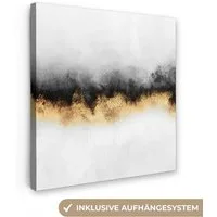 OneMillionCanvasses® Leinwandbild Gold - Chic - Abstrakt - Schwarz - Weiß - Luxus, Fotodruck (1 St), Wandbild, Deko Schlafzimmer Wohnzimmer Flur 20x20 cm