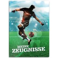 itenga Organisationsmappe itenga Zeugnismappe A4 Kunststoff Sichtbuch Motiv Fussball
