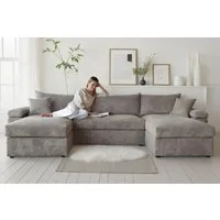 OTTO home Wohnlandschaft Cosy U-Form, B: 309 cm, Sitzaufbau im Sandwich-Federkern, 2 Zierkissen, Mega-Sofa, Cord oder Struktur weich, Kaltschaumauflage