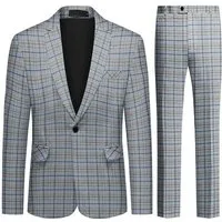 Allthemen Anzug (2 tlg) Slim Fit Herrenanzug im Farbeblock-Karomuster