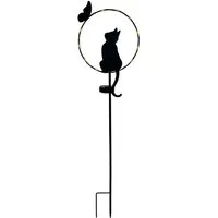 abc HOME Gartenstecker Katze mit Schmetterling, LEDs, Solarpanel, Lichtsensor, 91 cm H