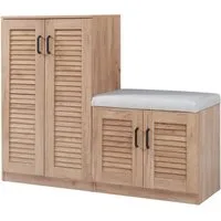 en.casa Schuhschrank »Løten« 120 x 36 x 97 cm mit Sitzbank Eicheoptik