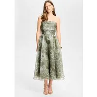 SWING Cocktailkleid - Korsage Kleid aus bedrucktem Organza Taillierter Schnitt mit Rock in A-Linie