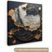 OneMillionCanvasses® Leinwandbild Kunst - Gold - Schwarz - Modern - Abstrakt, Fotodruck (1 St), Wandbild, Deko Schlafzimmer Wohnzimmer Flur 20x20 cm