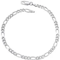 Kauf-mich-weg by Bella T Silberarmband Figaro Armband 925 Sterling Silber rhodiniert 3,5mm breit, Länge wählbar 17 - 22cm