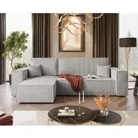 Lookway Ecksofa Gepolstertes CARLOS L-Form, Cord-Stoff, mit Schlaffunktion und Bettkasten, Seite universal