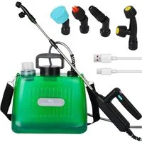 AKKEE Drucksprühgerät Akkubetriebenes Sprühgerät, elektrisches Sprühgerät 8L, mit 4 Nebeldüsen, wiederaufladbarer USB-Griff