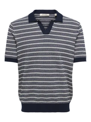 ONLY&SONS - ONSTILO REG SS SPLIT NECK KNIT NOOS Dark Sapphire - Gr. - XL