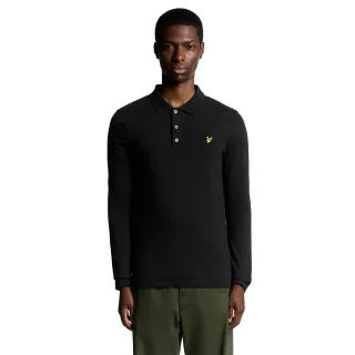 Lyle & Scott - Poloshirt für Herren, Mit Markenzeichen, Langärmlig (Samtschwarz)