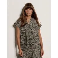 Apricot Blusentop Cropped-Bluse mit Blattmuster