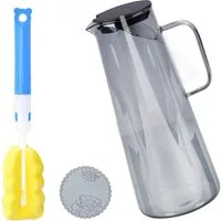ElitVita Karaffe 1,8L Wasserkaraffe Eistee Krug, Hitzebeständig Glas, -30°C~150°C, (1-tlg), mit Griff und Deckel, für Fruchtsäfte Teegetränke Milch Kaffee Wein