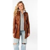 Mauritius Lederjacke Bente OT 2 (mit Gürtel) lange Lederjacke mit Gürtel & abnehmbarem Kapuzen-Inlay