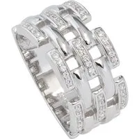 JOBO Silberring, breit 925 Silber mit 45 Zirkonia