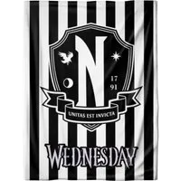 Wohndecke Wednesday Nevermore Kuscheldecke 130 x 170 cm, Netflix, MTOnlinehandel, Fleece-Decke in Schwarz/ Weiß • Geschenkidee • Nevermore Academy