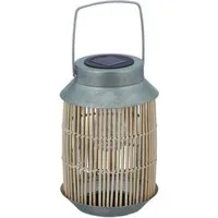 relaxdays LED Solarleuchte Solarlampe Rattan & Metall
