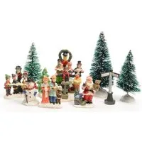Kaemingk Dekofigur Dekofiguren 9tlg Dorfbewohner Bäume Nikolaus Schneemann