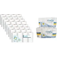 Lauroo Toilettenpapier Toilettenpapier Großpackung 3-lagig – 64 Rollen, 100% Zellstoff Weiß (64-St), 150 Blatt pro Rolle