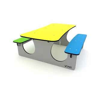 Wickey PRO Coze Picknicktisch für Kinder - Wetterfeste Garten Sitzgruppe - 146x129x54 cm Spielplatz Bank aus robustem Stahl und HDPE - Wickey