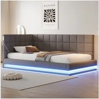 REDOM Schlafsofa Polsterbett,Funktionsbett,Jugendbett, Multifunktionales Polsterbett-Schlafsofa mit LED-Lichtleiste und USB-Anschluss. 90x200 cm, ohne Matratze