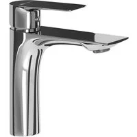 Lomadox Waschtischarmatur FAUCET-140 Messing Waschbeckenarmatur 16,5 cm hoch in Silber / Chrom