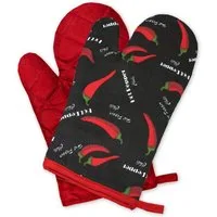 Delindo Lifestyle Topfhandschuhe und Topflappen, Ofenhandschuhe, Baumwoll-Mix, (2-tlg), Hitzebeständig bis 250 °C für maximal 15 Sekunden