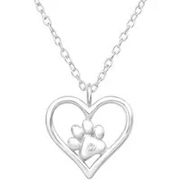 ALEXANDER YORK Kette mit Anhänger PFOTE IN HERZ, 2-tlg., 925 Sterling Silber