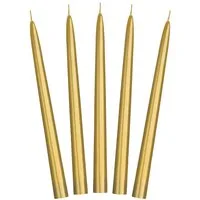 partydeco Geburtstagskerze Spitzkerzen 24cm 10Stk., Gold Metallic