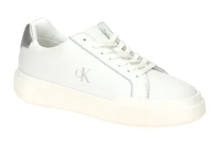 Calvin Klein Chunky Cupsole Lace Up Sneaker YW01948 0LC Bright White/Silver W...