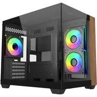 Elite 481 Wood, Tower-Gehäuse schwarz/holz, Tempered Glass x 2