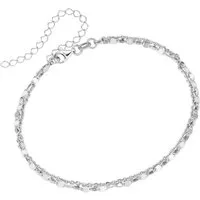 Smart Jewel Fußkette zweireihig, ovale Plättchen, Ankerkette, Silber 925
