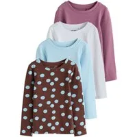 Next Langarmshirt Gerippte Langarm-T-Shirts, 4er-Pack (4-tlg)
