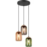 TRIO Leuchten LED Pendelleuchte, Dimmfunktion, LED wechselbar, warmweiß, Cluster Lampenschirm-e Glas hängend über Esstisch & Treppenhaus, Ø30cm