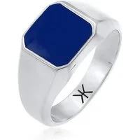 Kuzzoi Siegelring Herren Emaille Blau Basic 925 Silber