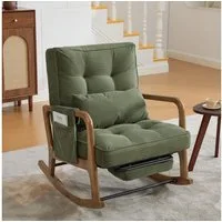 BlingBin Schaukelstuhl Relaxsessel mit Fußstütze, Cord-Sessel mit Seitentasche (Sessel mit Seitentasche, 1 St), Lesesessel, Lendenkissen und 3-fach verstellbarer Rückenlehne