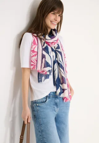 CECIL - Schal mit Tape Detail blau/pink