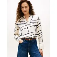 Tommy Hilfiger Langarmbluse VIS TWILL V NECK BLOUSE LS mit Knopfleiste
