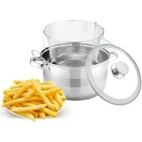 4BIG.fun Kochtopf Frittiertopf 6,5 L Friteuse Pommestopf Nudeltopf, Edelstahl 18/10