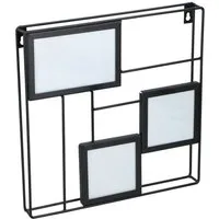 EDCO Bilderrahmen Metall-Bilderrahmen schwarz 3 Bilder 30x30cm Fotorahmen Bilderhalter W
