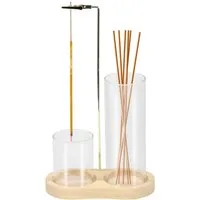 BlingBin Räucherstäbchen-Halter Räucherstäbchen mit Abnehmbarem Glas Aschefänger, (1 St), Holz Räucherstäbchen Halterung Umgedrehter Räuchergefäß für Yoga