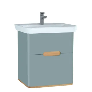 VitrA Sento Set 63 cm Waschtisch + Unterschrank 2 Laden Fjordgrün Matt,65876 65876